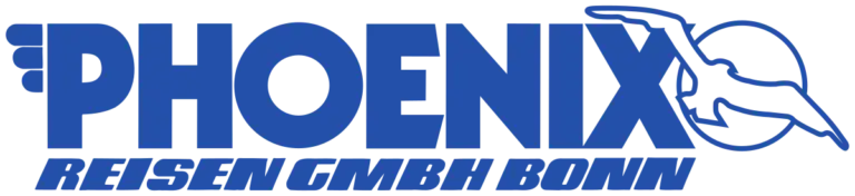 Logo von Phoenix Reisen GmbH Bonn in blauer Schrift mit stilisiertem Vogel.